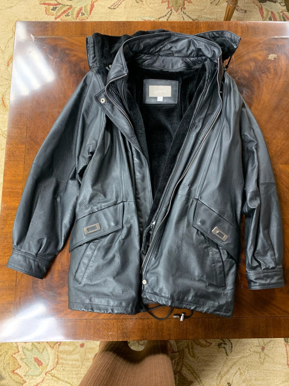Croft & Barrow Black Genuine Leather Jacket with Hood